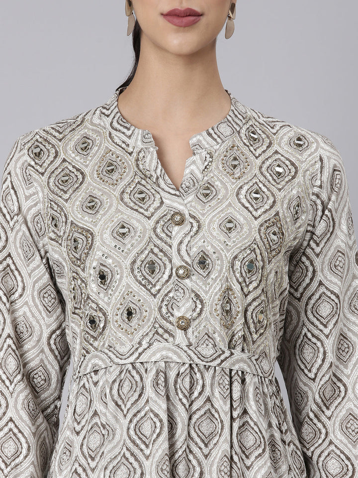 Neerus Brown Casual Maxi Color-blocked Dresses