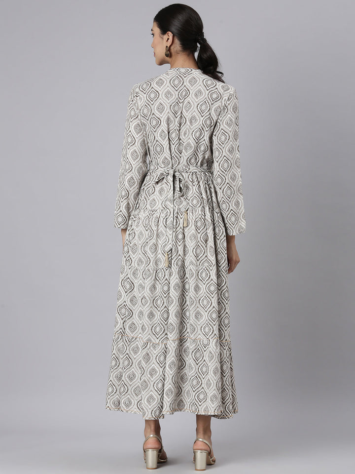 Neerus Brown Casual Maxi Color-blocked Dresses