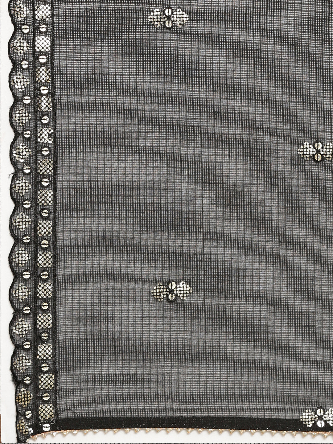 Neerus Black printed straight sharara set with dupatta - detail view 4