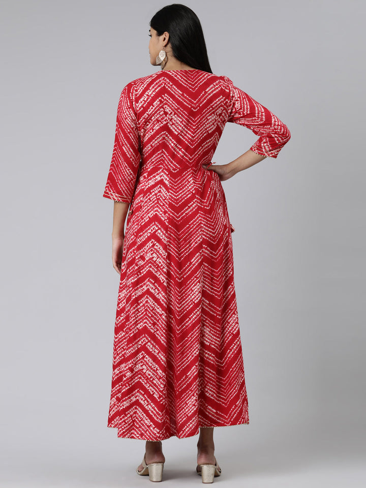 Neerus Pink viscose rayon printed kurti - side view