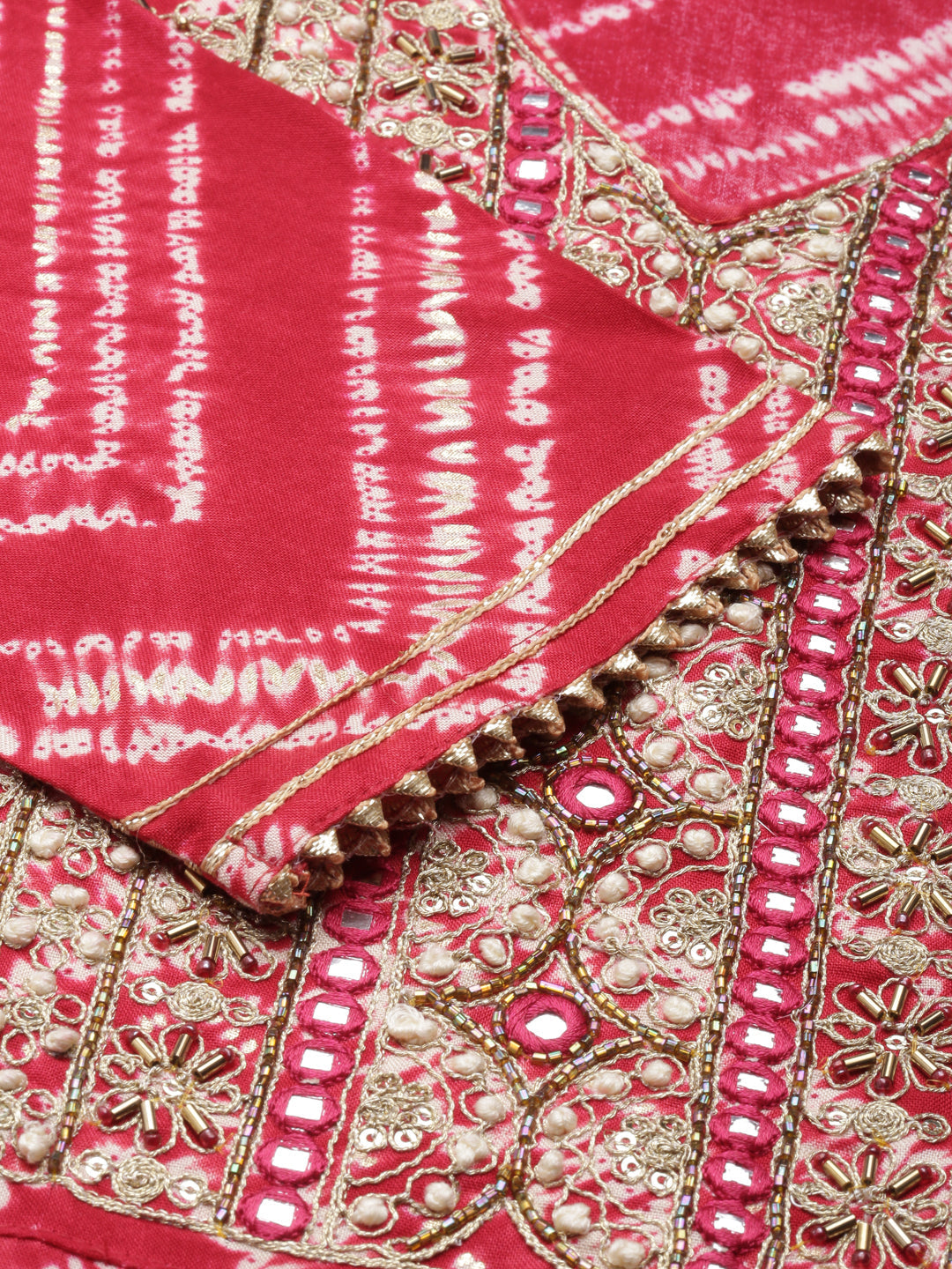 Neerus Pink viscose rayon printed kurti - detail view 1