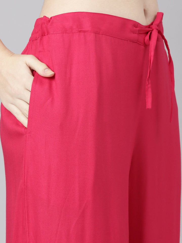 Neerus Purple printed straight kurta sharara set - detail view 3