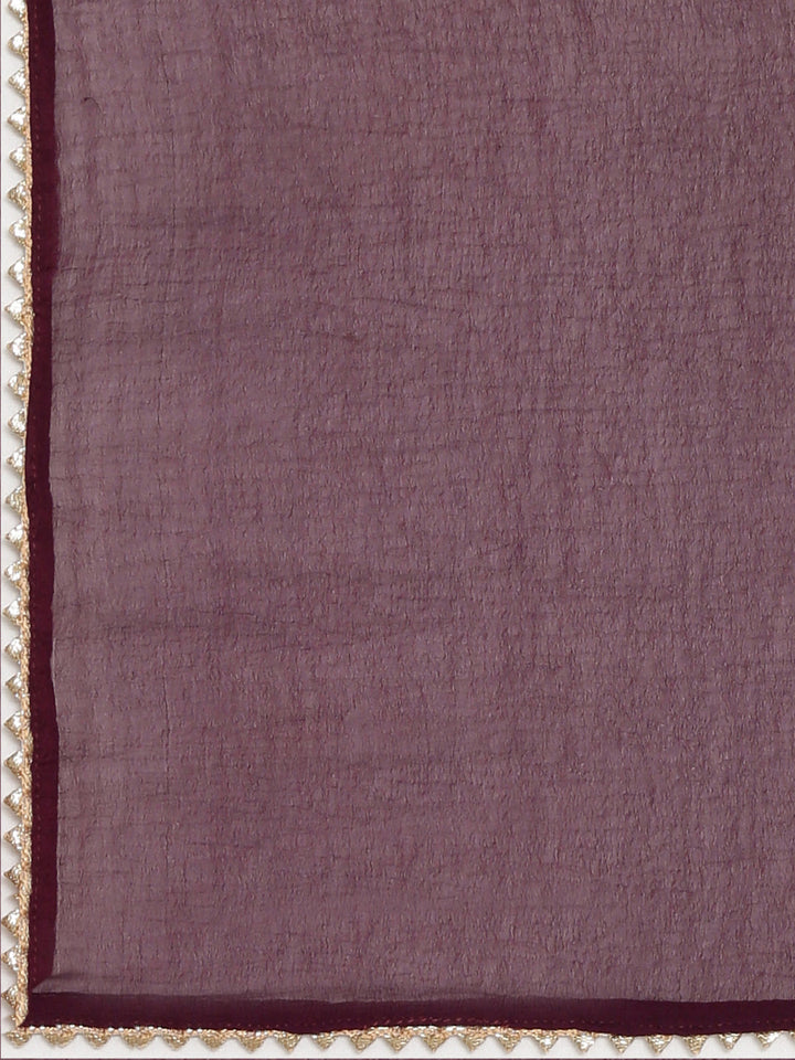 Neerus Pink printed straight sharara set with dupatta - detail view 4