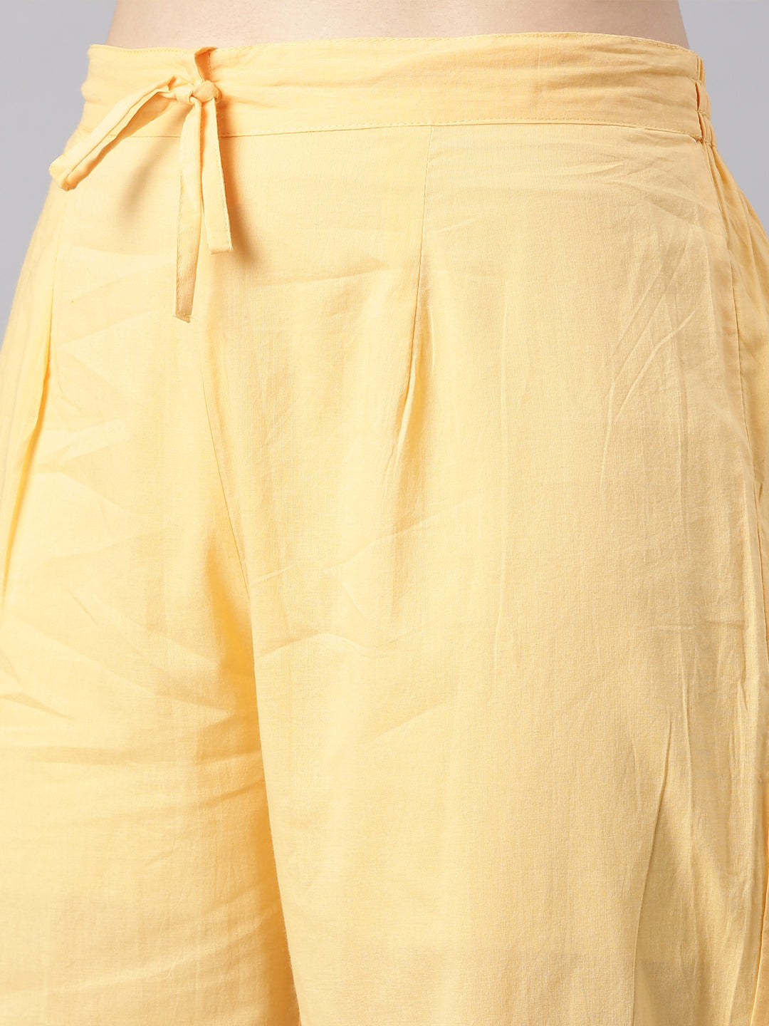 Neerus Orange cotton panelled straight kurta set - detail view 3