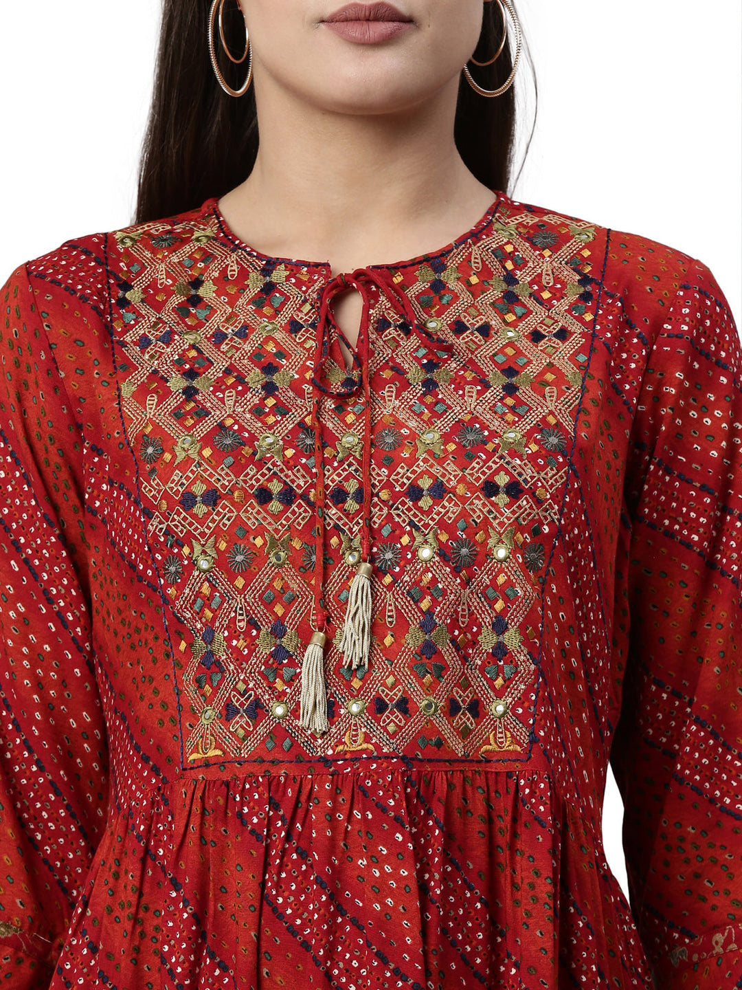 Neerus Maroon rayon straight kurta - back view
