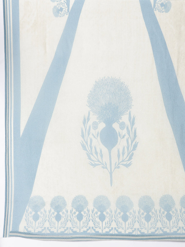 Neerus Blue Solid Straight Kurta and Trousers With Dupatta