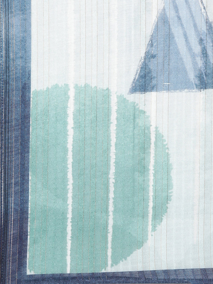 Neerus Grey Printed Straight Kurta and Trousers With Dupatta