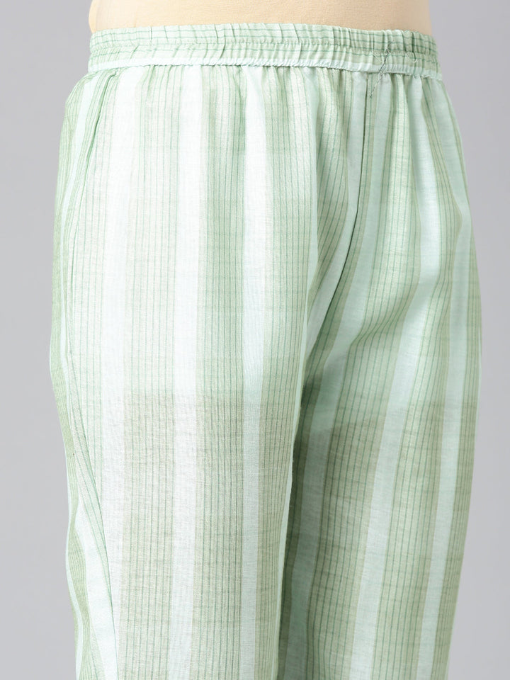 Neerus Sea Green Solid Straight Kurta and Trousers With Dupatta