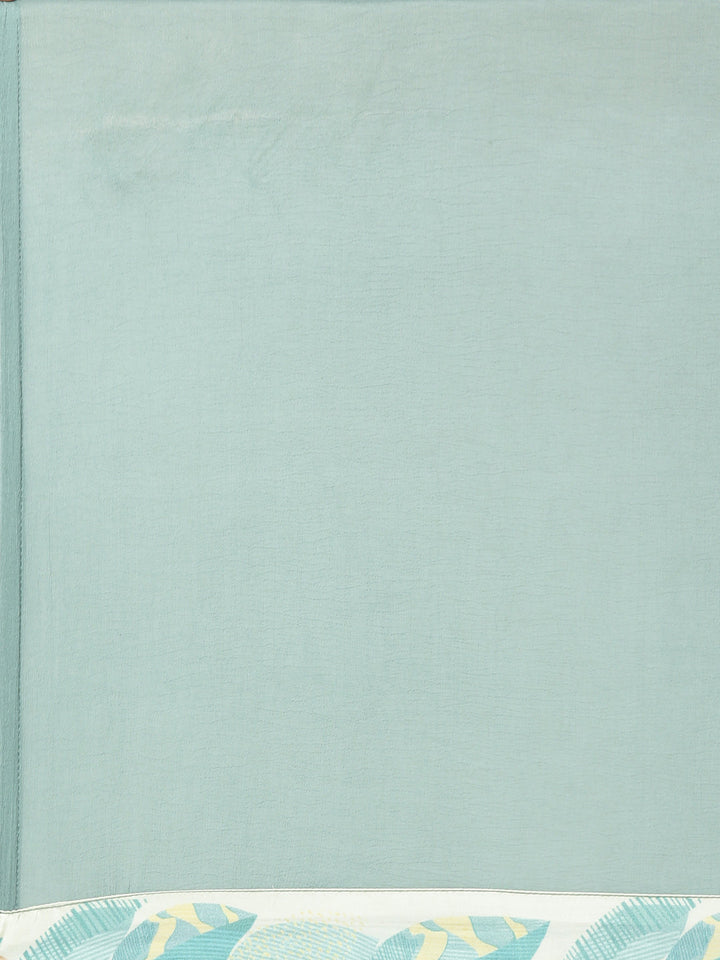 Neerus Sea Green Printed Straight Kurta and Trousers With Dupatta