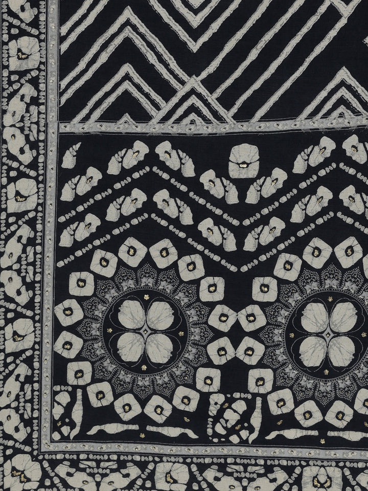 Neerus Blue Viscose Rayon Printed Kurta Set with Trouser and Dupatta - detail view 3
