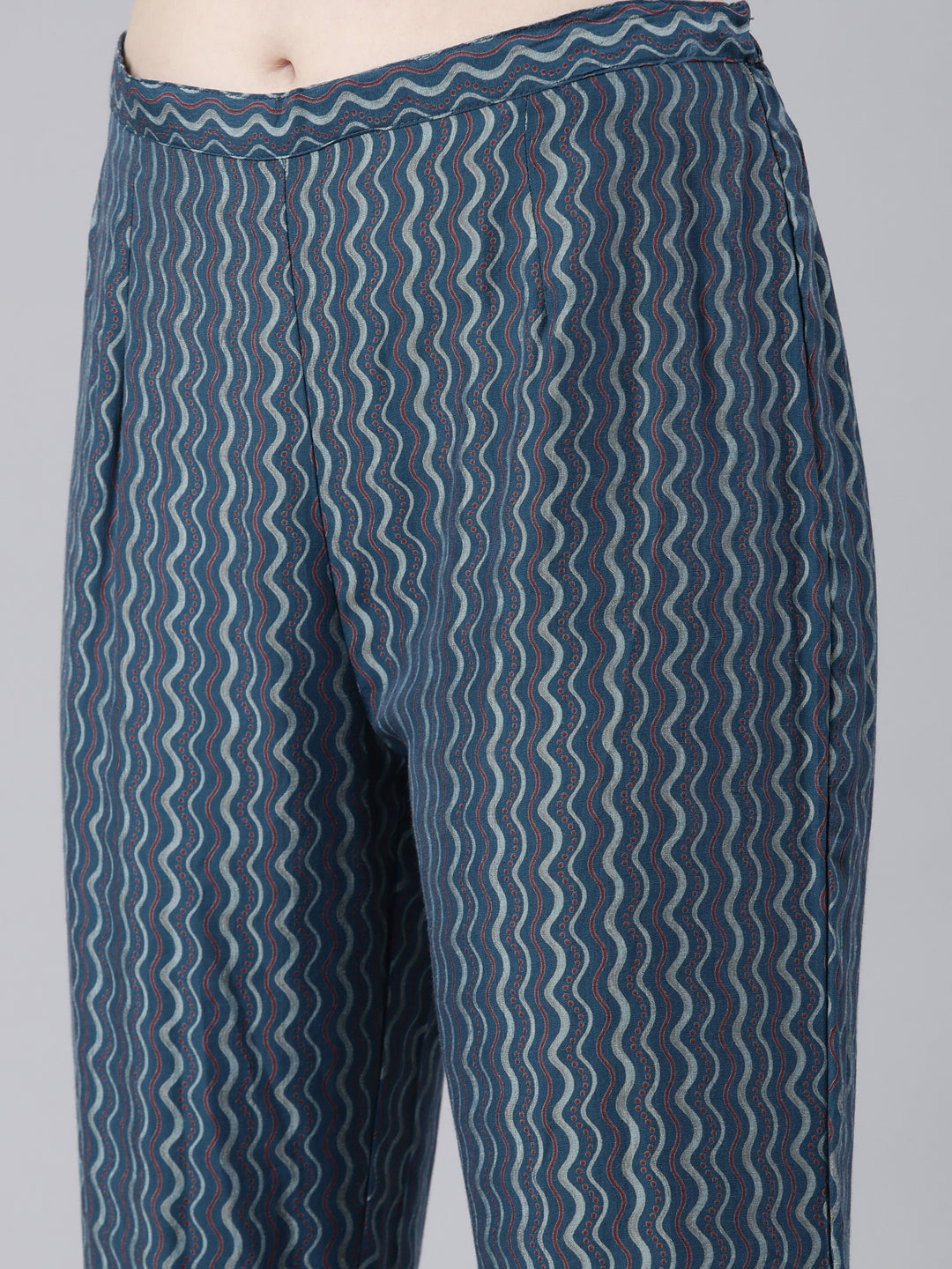 Neerus Blue Shantoon Printed Kurta Set straight silhouette - detail view 3
