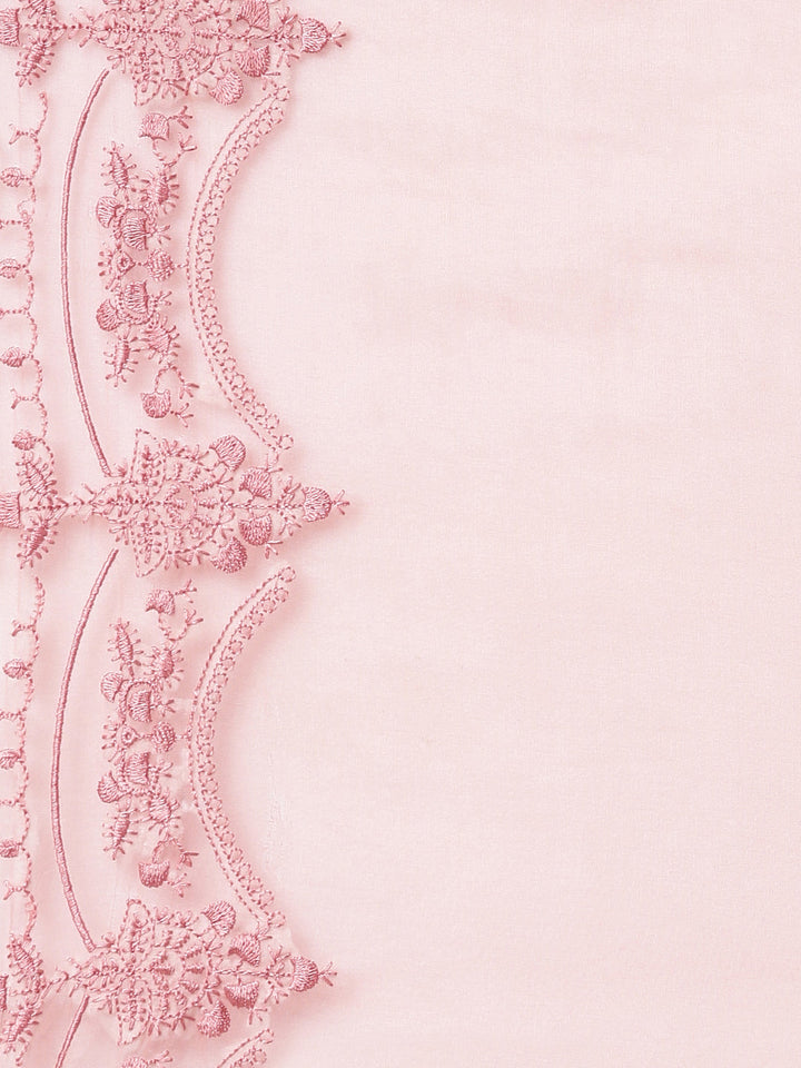 Neerus Pink printed straight kurta set with dupatta - detail view 4