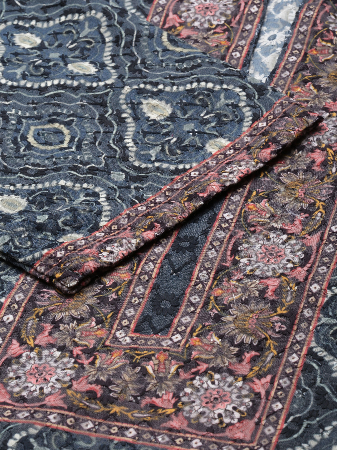 Neerus Green chiffon printed kurti with ethnic motifs - detail view 1