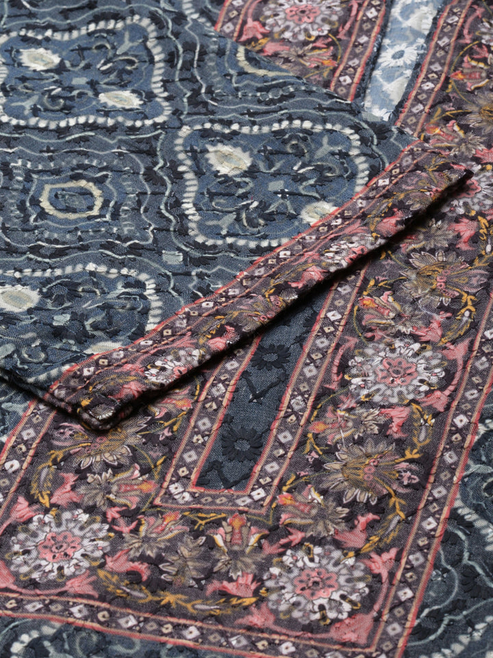 Neerus Green chiffon printed kurti with ethnic motifs - detail view 1