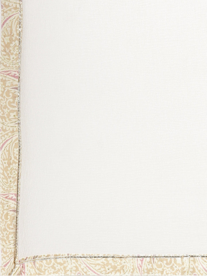 Neerus Beige viscose rayon printed kurta set - detail view 4