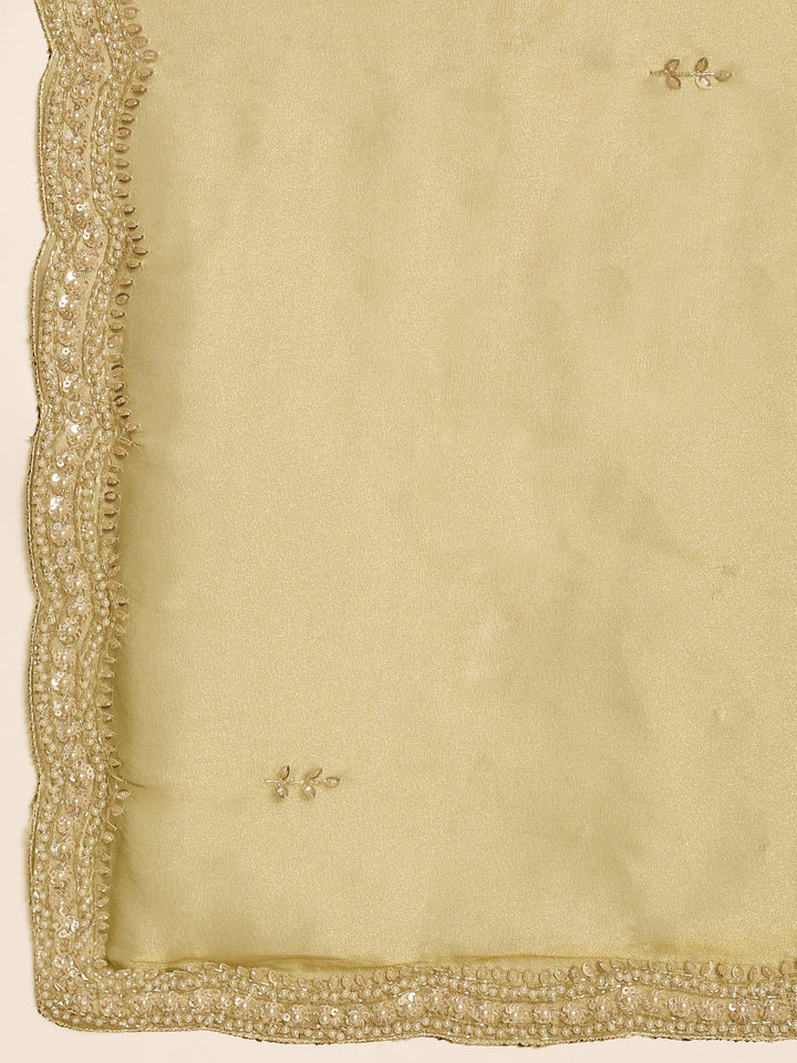 Mehadi Green Organza Stone And Thread Embroidery Saree