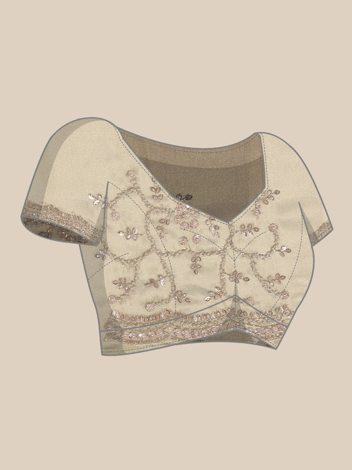 Mehadi Green Organza Stone And Thread Embroidery Saree