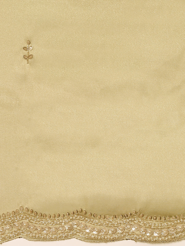 Mehadi Green Organza Stone And Thread Embroidery Saree