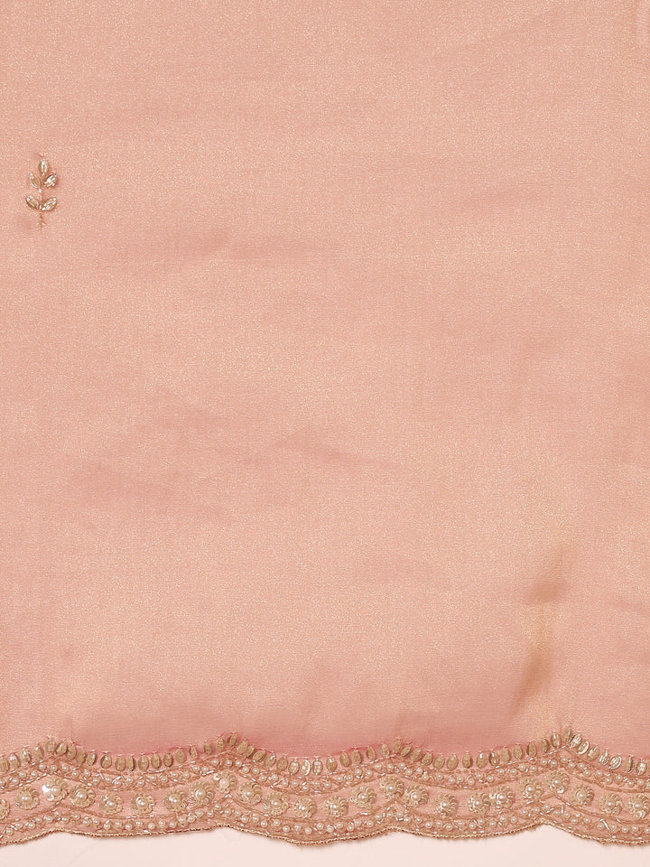 Pink Organza Stone And Thread Embroidery Saree