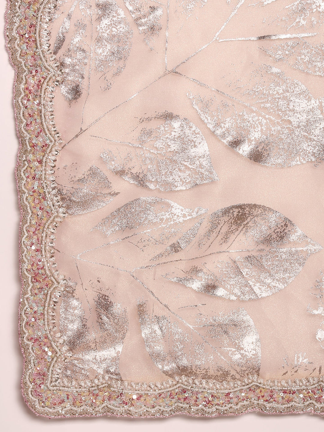 Neerus Orange tissue embellished saree - detail view 2