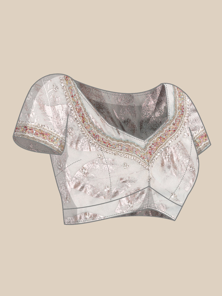 Sea Blue Tissue Sequins Embroidery Saree