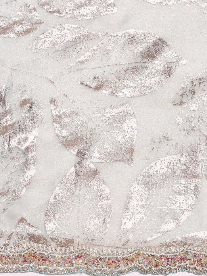 Sea Blue Tissue Sequins Embroidery Saree