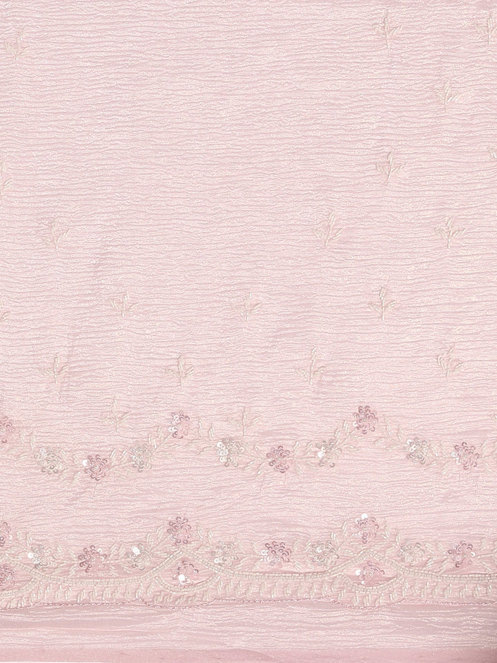 Pink Shimmer Embroidery Saree