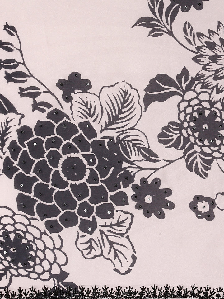 Beige Crepe Weaved Saree