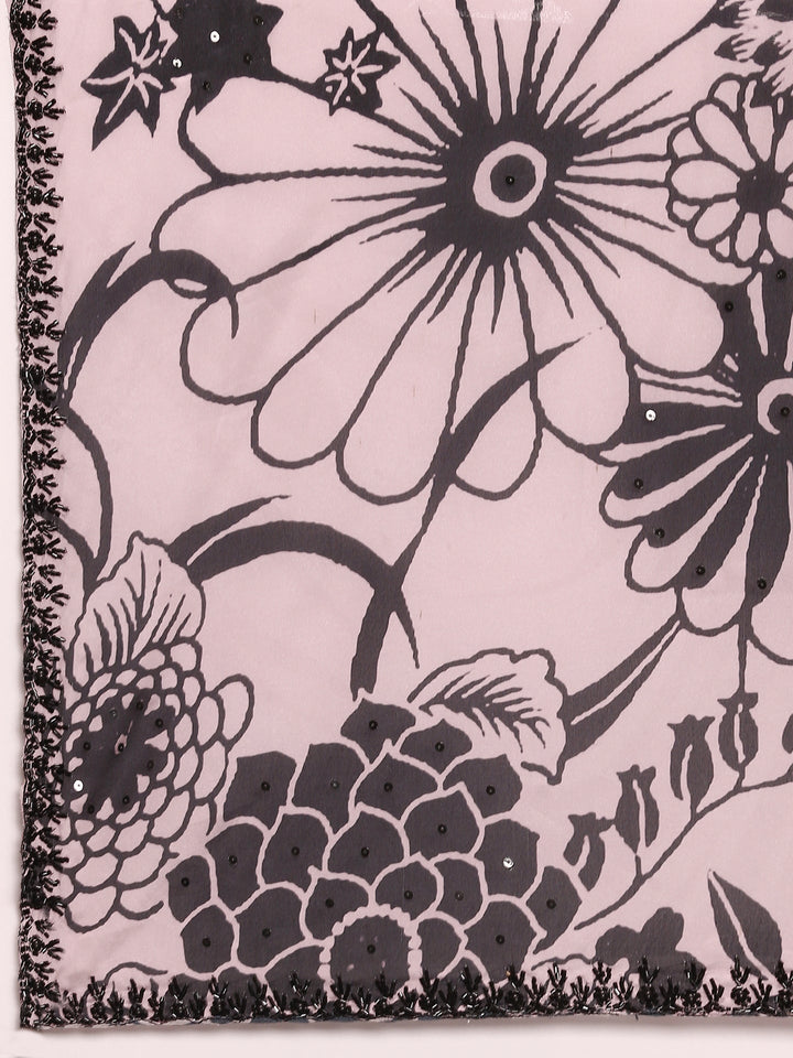 Neerus Pink crepe woven saree - detail view 3