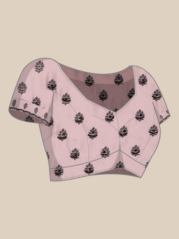 Neerus Pink crepe woven saree - detail view 4
