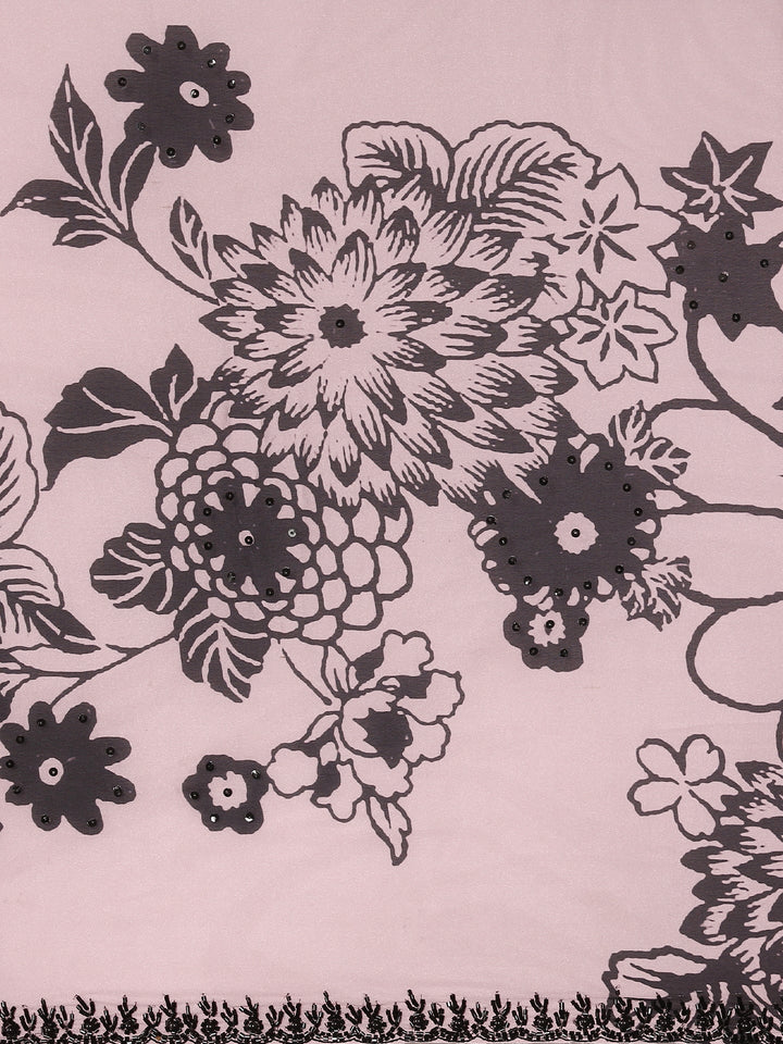 Neerus Pink crepe woven saree - detail view 2