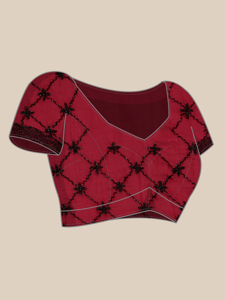 Neerus Maroon embellished shimmer saree - detail view 4