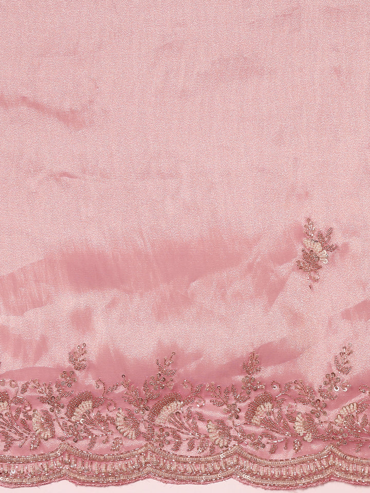 Pink Tissue Zari Embroidery saree