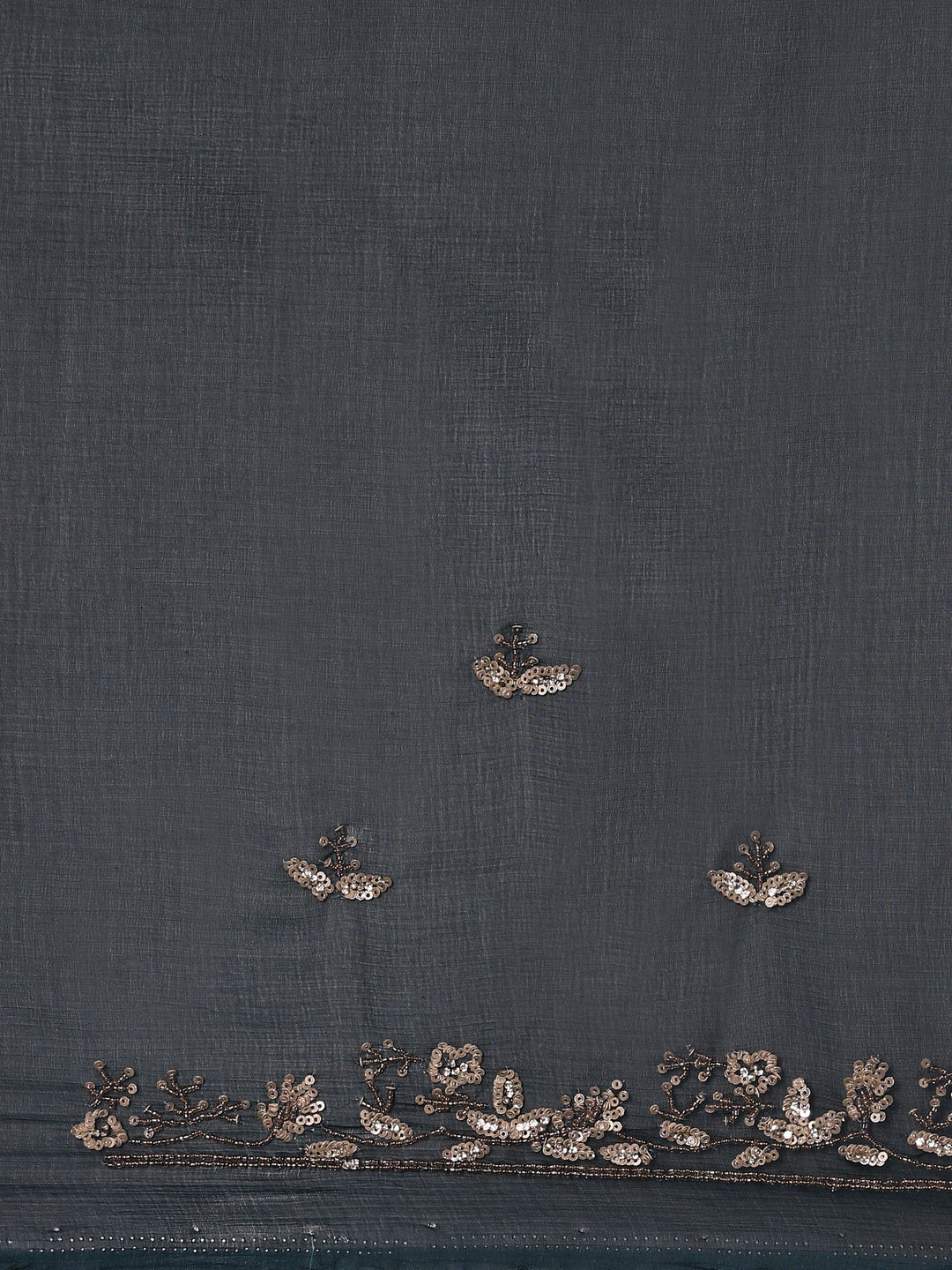 Neerus Blue organza hand embroidered saree with peacock motifs - detail view 2