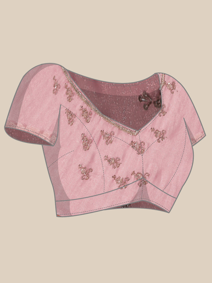 Neerus Pink Jacquard Embroidered Saree - detail view 4