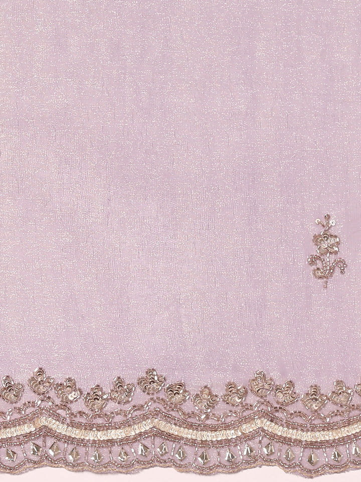 Purple Jacquard Zari Embroidery Saree