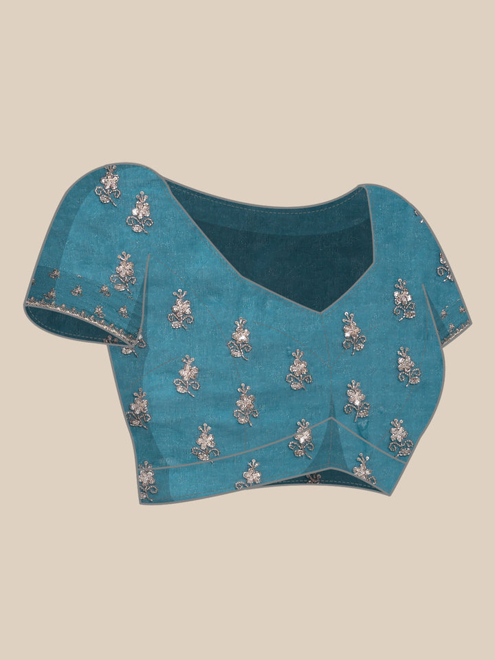 Neerus Green Jacquard Embroidered Saree - detail view 4