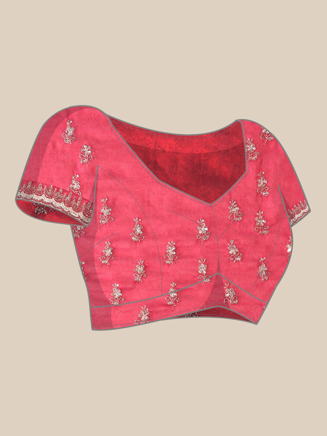 Neerus Pink Jacquard Embroidered Saree - detail view 4