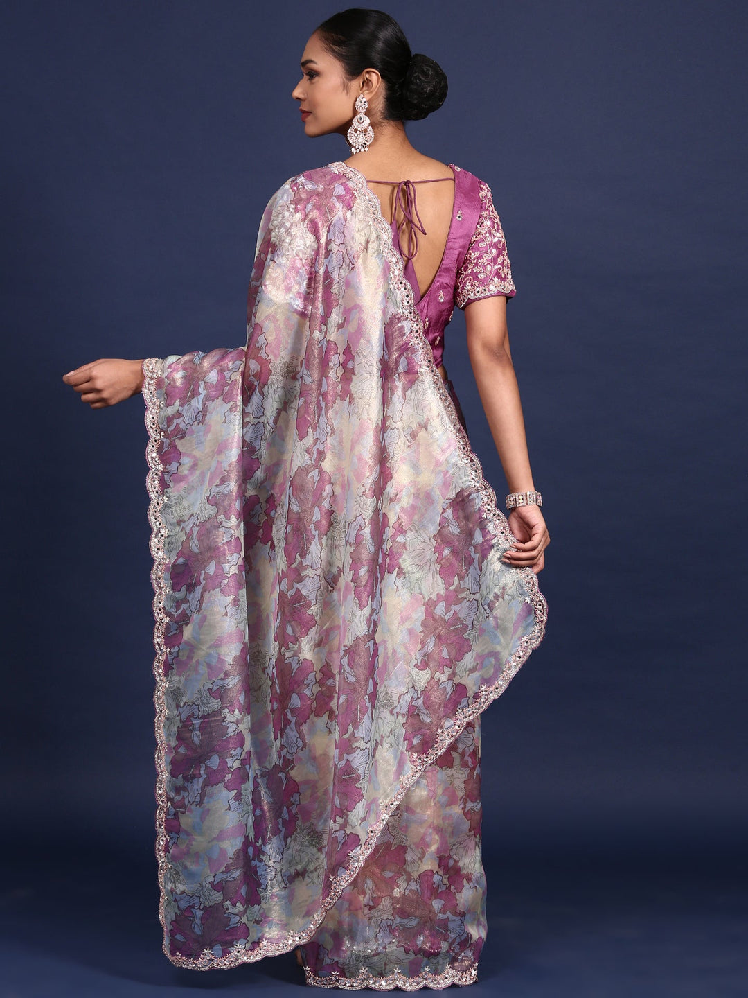 Neerus Multi polyester printed saree - side view