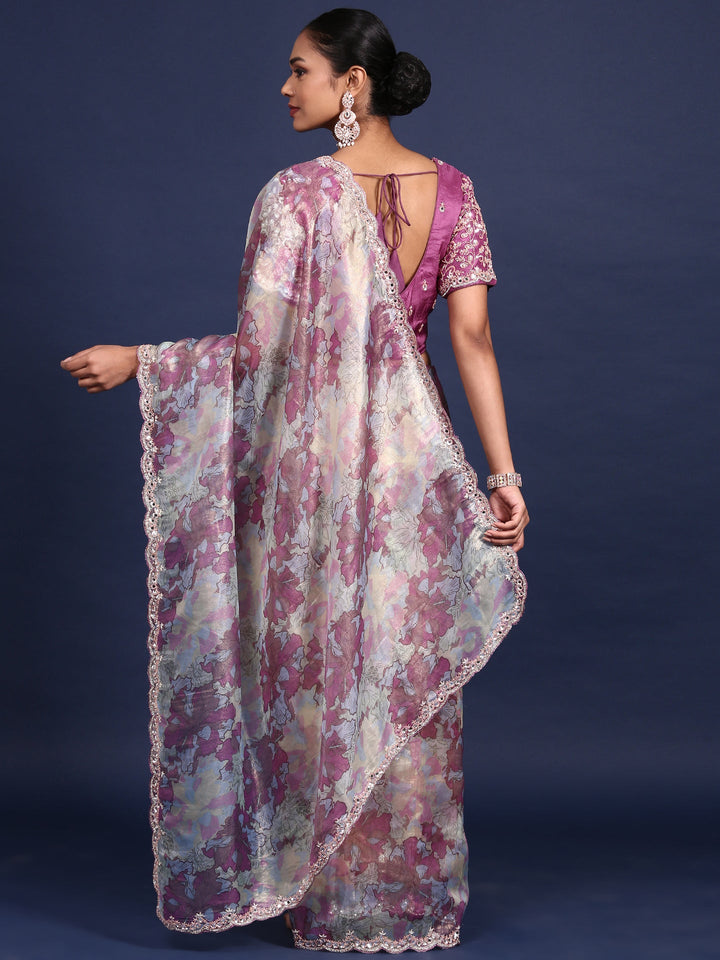 Neerus Multi polyester printed saree - side view