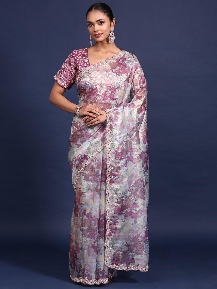 Neerus Multi polyester printed saree - detail view 1