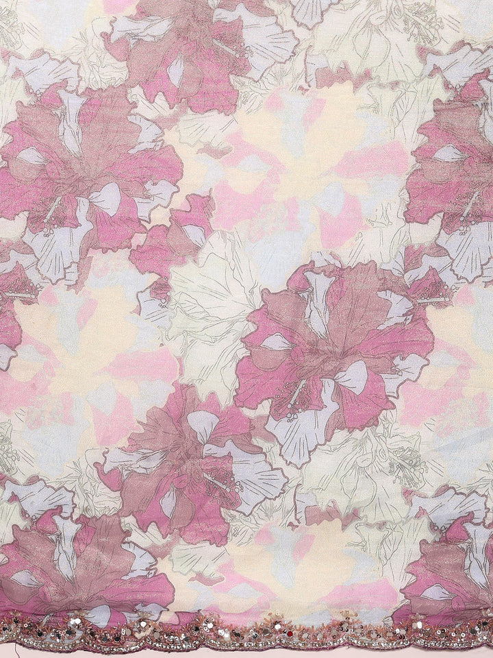 Printed Shimmer Weaved Saree With Readymade Blouse