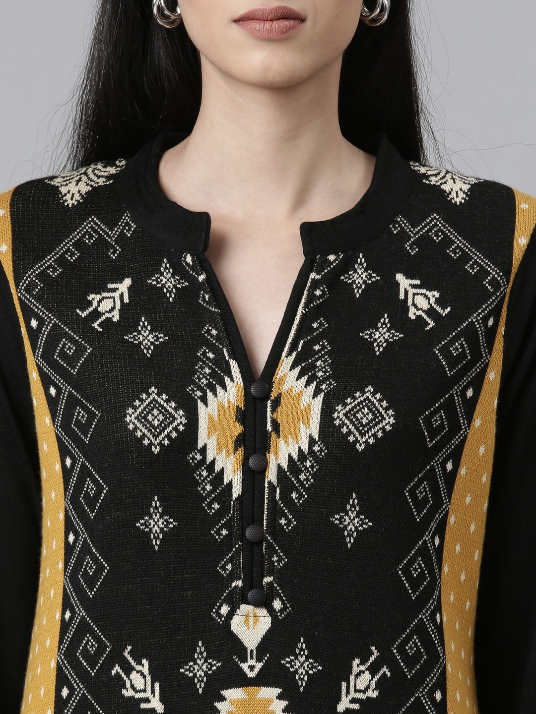 Neerus Multi acrylic woven tribal kurti - detail view 1