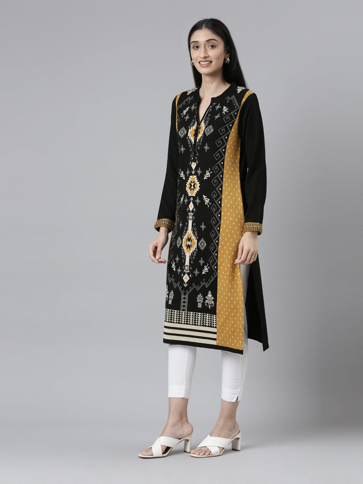 Neerus Multi acrylic woven tribal kurti - back view