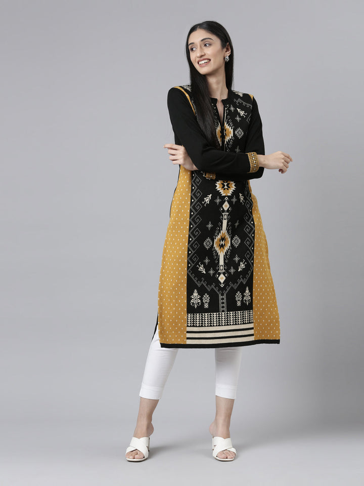 Neerus Multi acrylic woven tribal kurti - front view