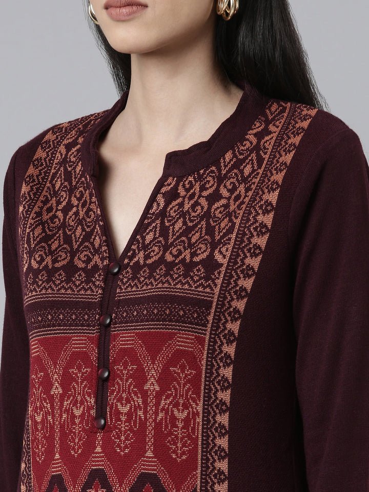 Neerus Woven acrylic straight kurti - detail view 1