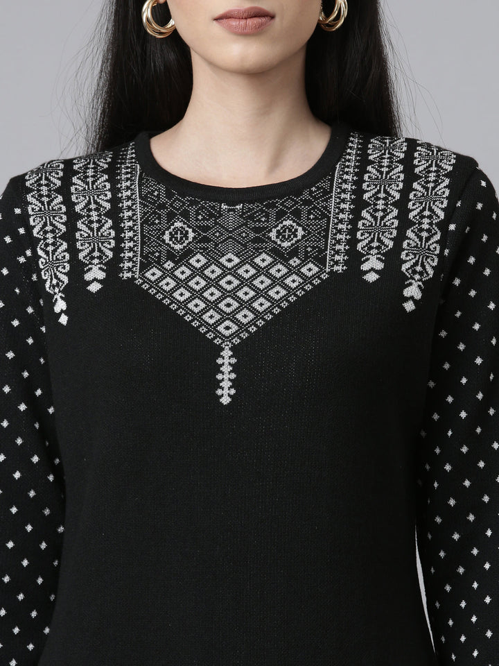 Neerus Acrylic embroidered straight kurti with yoke design - detail view 1