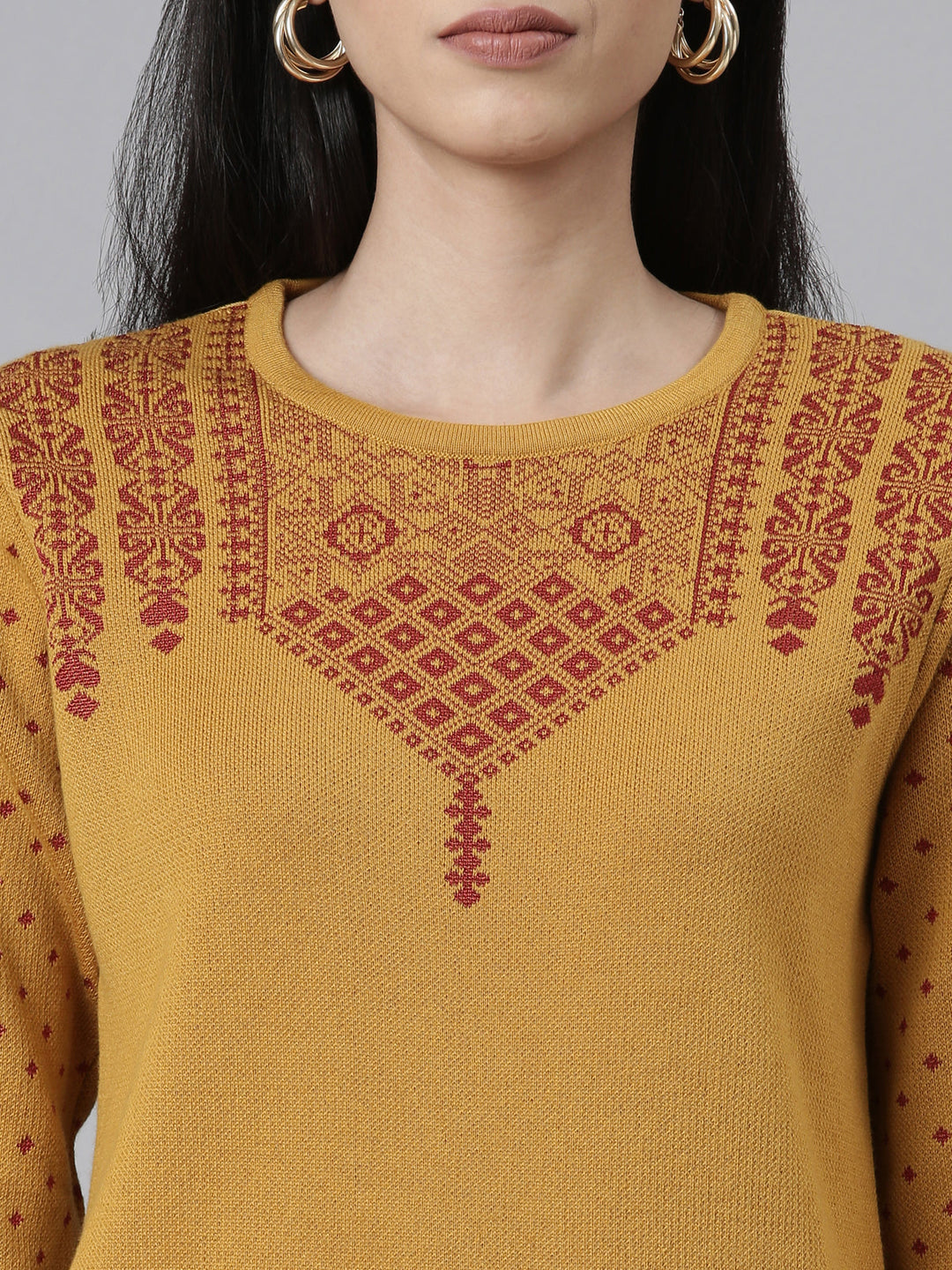 Neerus Acrylic embroidered straight kurti - detail view 1