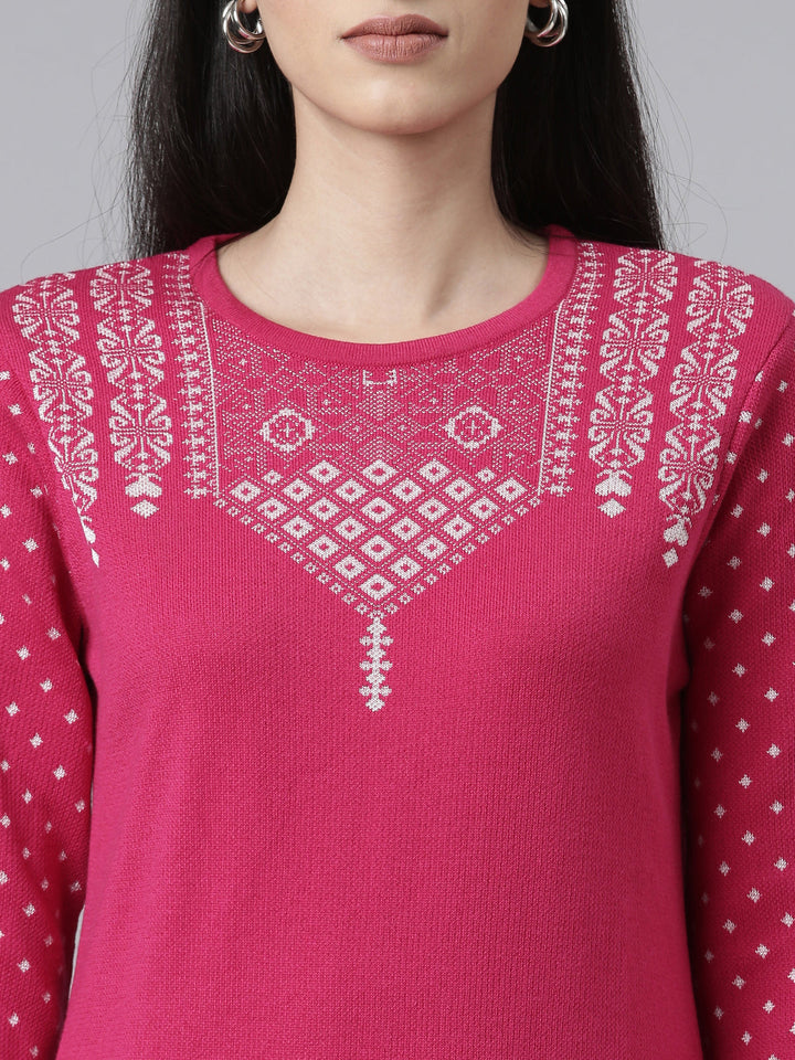 Neerus Acrylic embroidered straight kurti - detail view 1