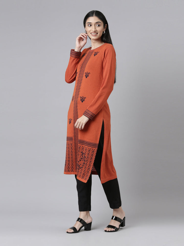 Neerus Acrylic woven kurti - back view